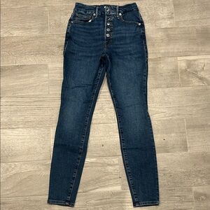 Good American High-Rise Button-Fly Blue Jeans